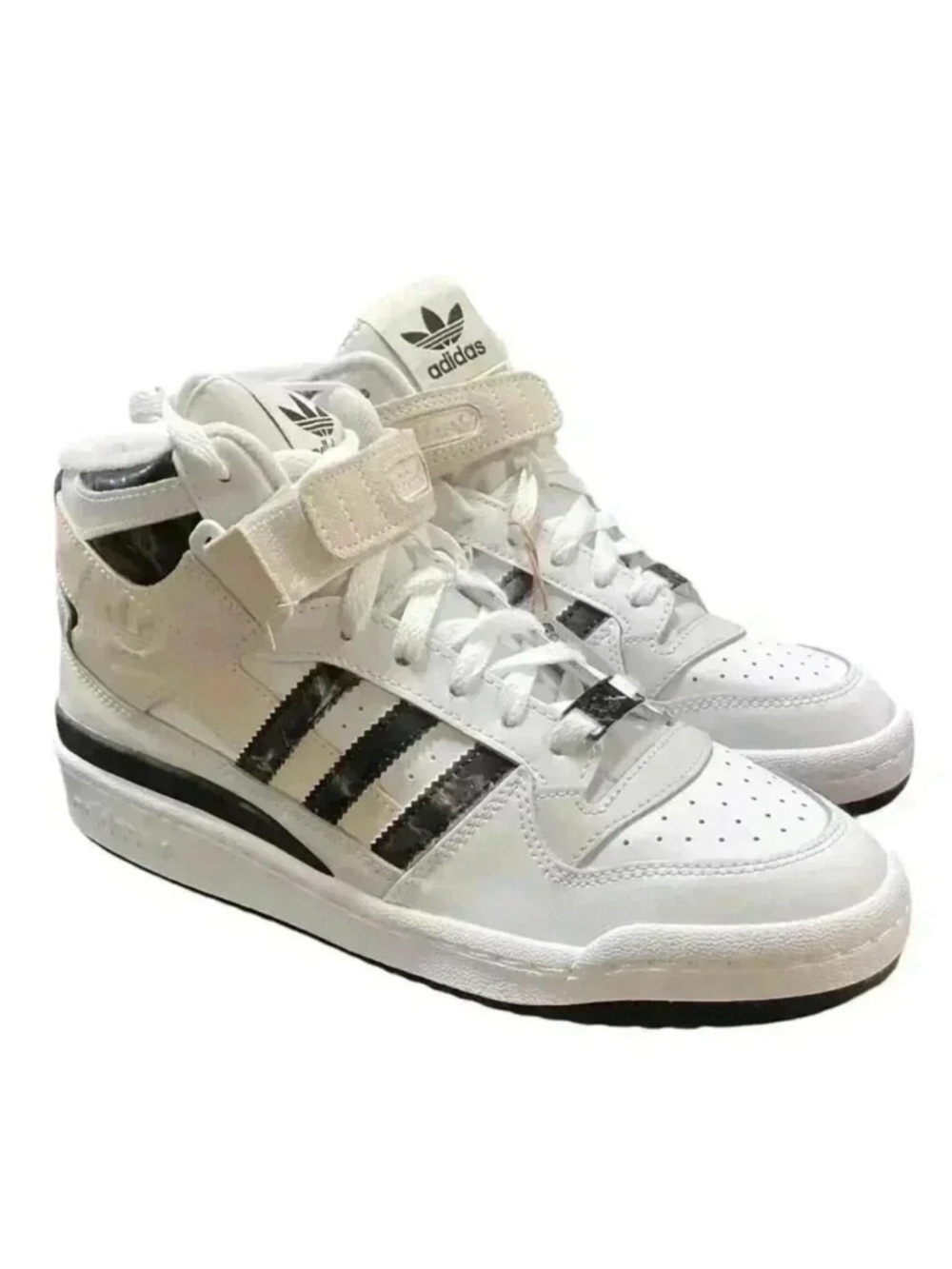 Adidas Basketball Shoe Women 10 White Black Marble Forum Mid Lace Up Sneaker NEW